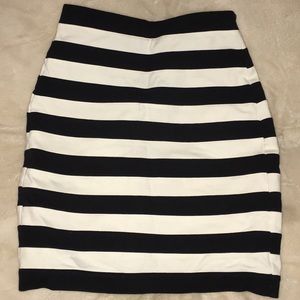 B&W Striped Pencil Skirt